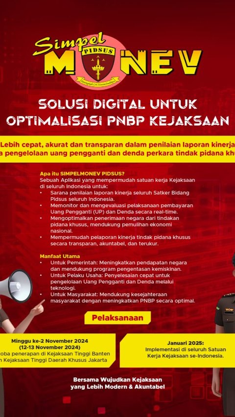 Implementasinya akan dilakukan di seluruh Satuan Kerja Kejaksaan se-Indonesia pada Januari 2025.