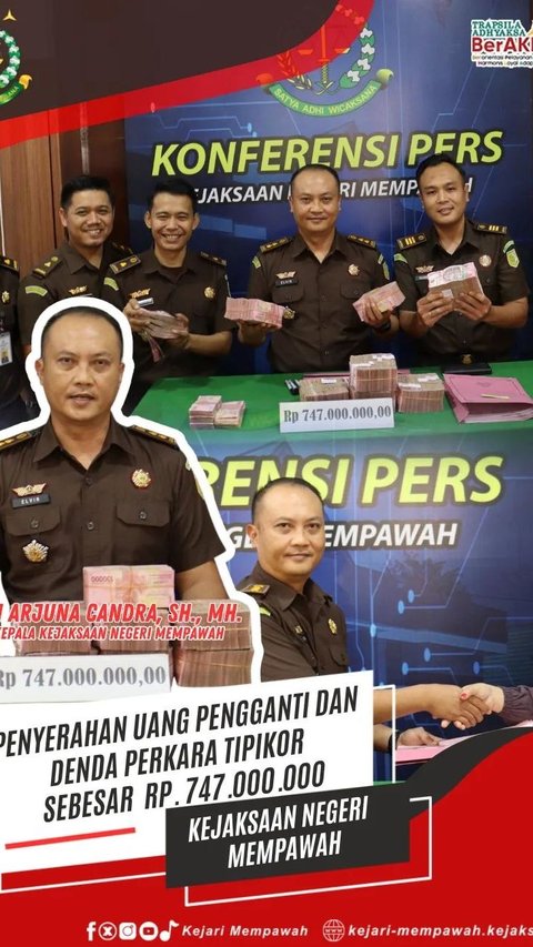 Kejari Mempawah Setor Rp747 Juta ke Kas Negara